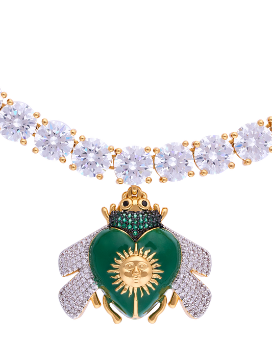SUNSENT EMERALD BEE TENNIS CHAIN NECKLACE