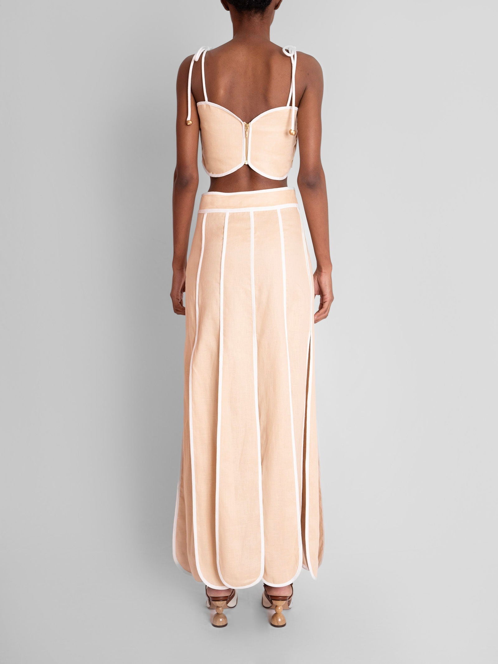 SET AVEIRO TOP Y CETINA SKIRT CAMEL - BAIA
