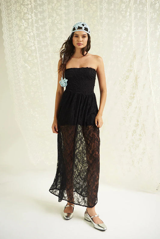 FLOWER ROMANCE DRESS IN BLACK