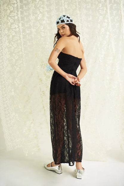 FLOWER ROMANCE DRESS IN BLACK