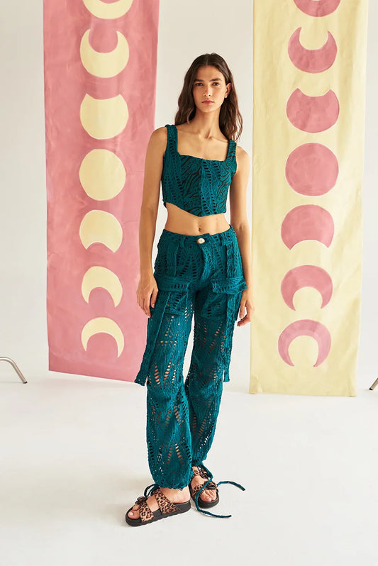 GO WILD & DANCE AQUA TEAL CARGO PANTS AND LIVE WILD TOP SHINNY ARENA