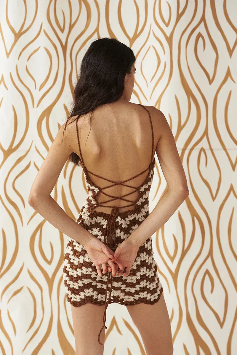 GO WILD MINI DRESS IN BROWN