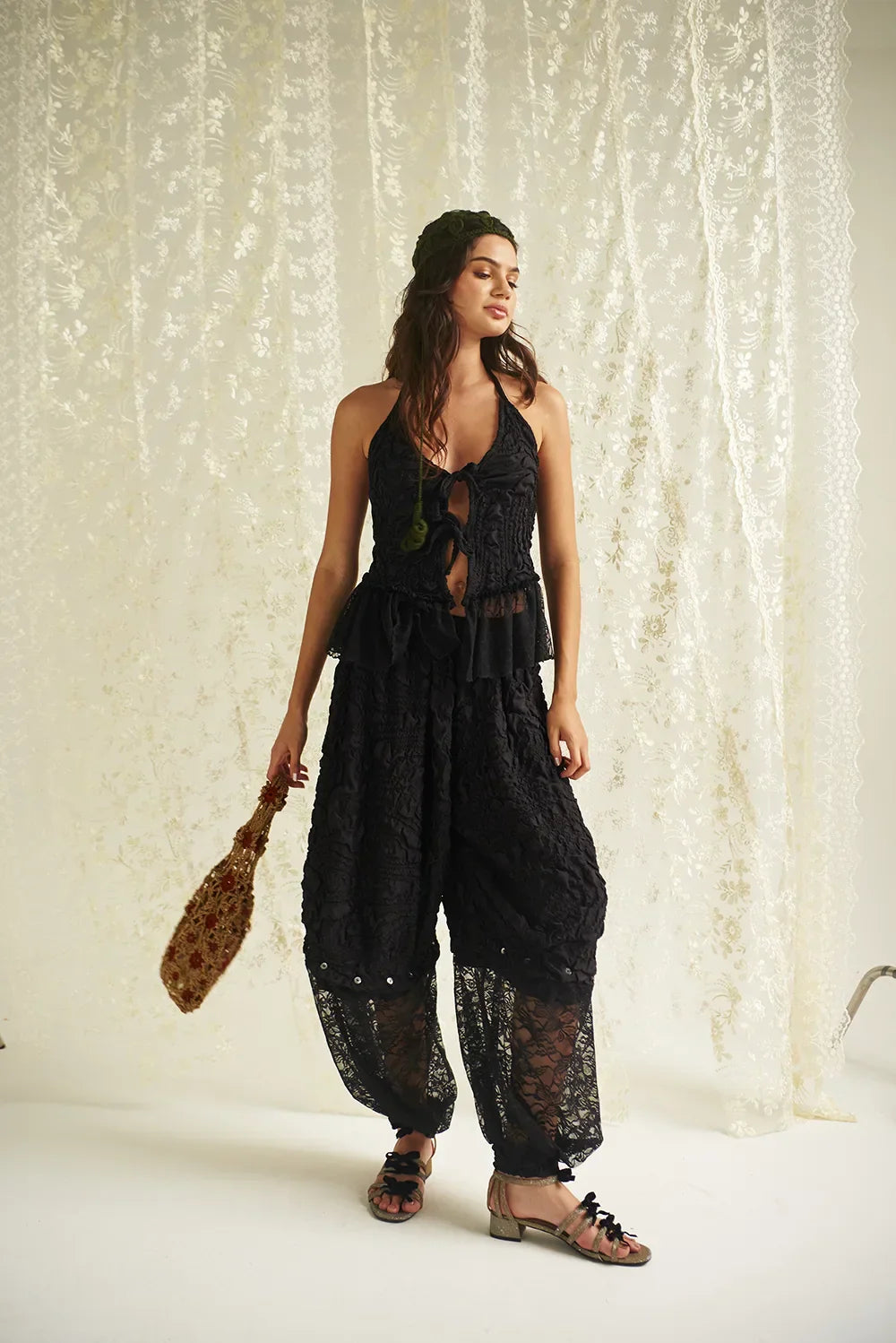 LOVE AFFAIR TOP IN BLACK & FLOWER DANCE PANTS IN BLACK
